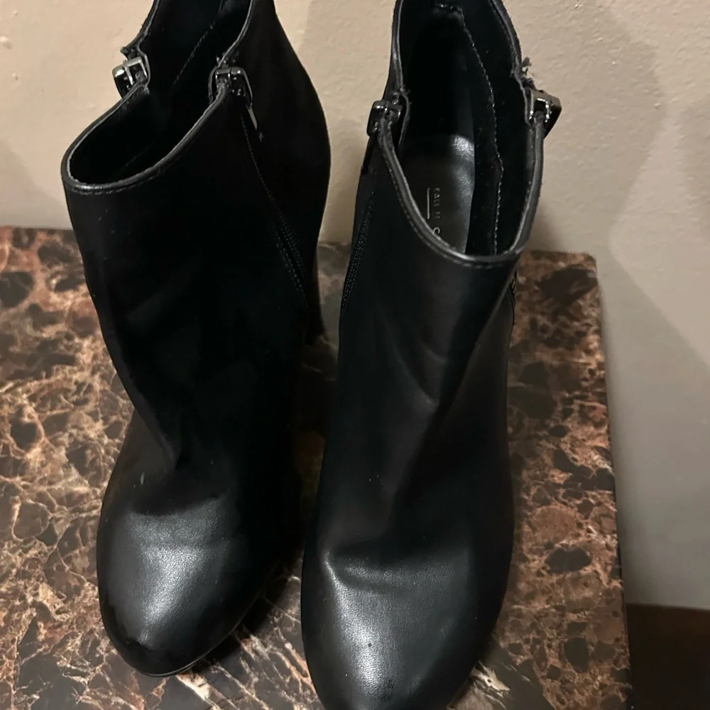 Call It Spring Black Ankle Boots with chunky 4 inch heel- 8.5